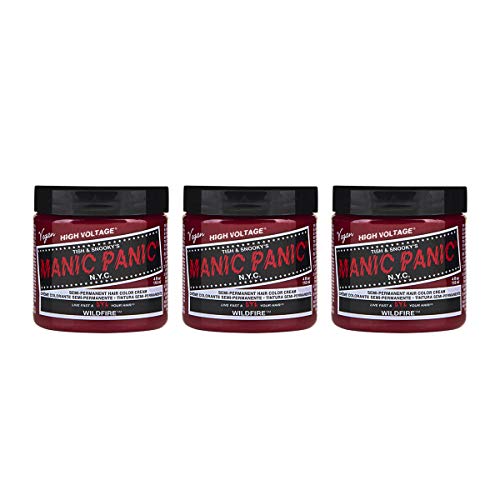 Manic Panic Wildfire Classic Creme, Vegan, Cruelty Free, Red Semi Permanent Hair Dye 3 X 118Ml