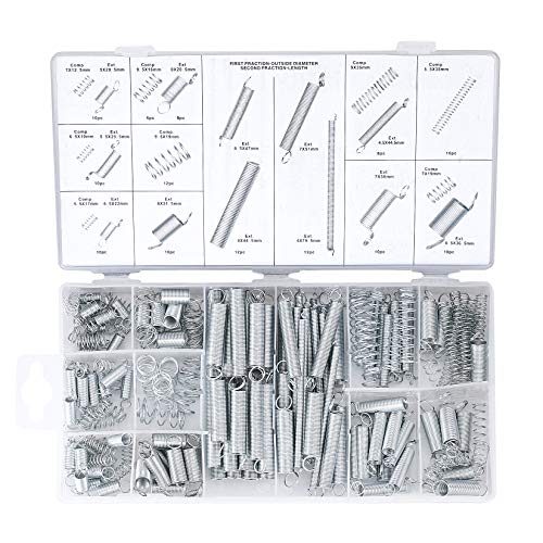 Molla Di Compressione, Molle Di Prolunga, Assortimento In Acciaio Metallo Di Trazione, Tensione Pressione, Perni Con Scatola Di Immagazzinaggio - 200