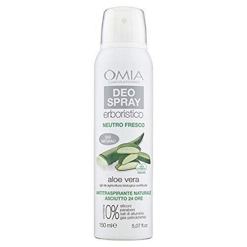 Omia - Deo Spray Erboristico Con Aloe Vera, Deodorante Antitraspirante Per Sudorazione Intensa, Senza Sali Di Alluminio E Gas, Freschezza Per 24 Ore,