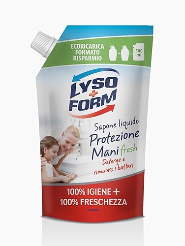 Lysoform Protezione Mani, Sapone Liquido Mani, Con Acido Lattico Ed Estratti Di Lime, Sapone Mani Ricarica 500Ml, Formula Idratante E Igienizzante Per