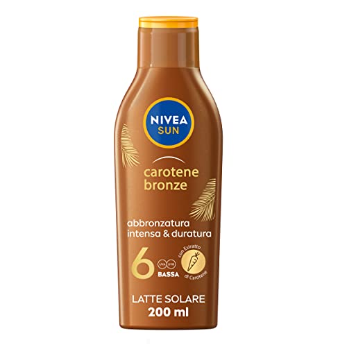 Nivea Sun Latte Solare Carotene Bronze Fp 6 200 Ml, Crema Solare Abbronzante Con Protezione Per Una Pelle Dorata, Crema Abbronzante Arricchita Con Car