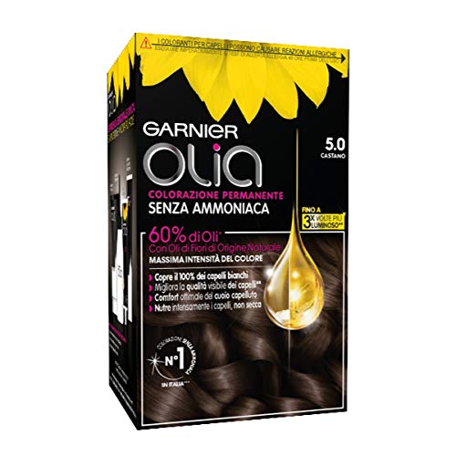 Garnier, Colorazione Permanente Olia, Senza Ammoniaca, Con Oli Di Fiori Di Origine Naturale, Castano (5.0)