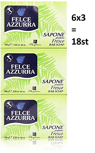 18 X Paglieri Felce Azzurra Sapone Fresco Sapone Per Le Mani Sapone Pezzi 100 G