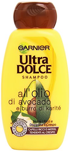 Garnier Ultra Dolce All'Olio Di Avocado E Burro Di Karité Shampoo Per Capelli Ricci O Mossi, 250 Ml
