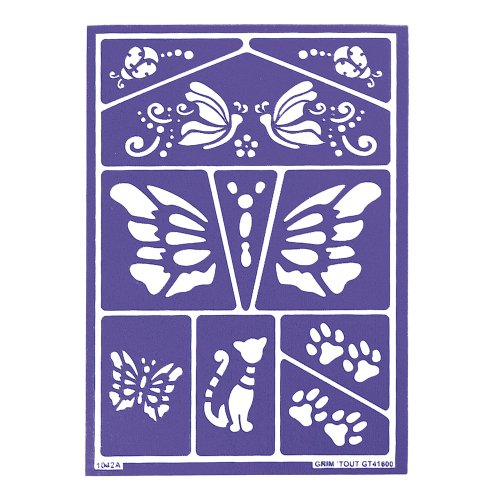 Grim'Tout Stencil Per Trucco A5 - Gatti E Farfalle