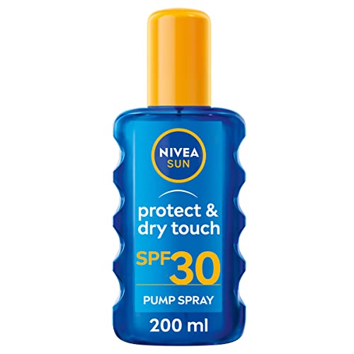Nivea Sun Spray Solare Protect & Dry Touch Fp30 In Flacone Spray Da 200 Ml, Crema Solare Ad Assorbimento Rapido, Crema Solare 100% Trasparente E Ad As