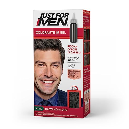 Just For Men Colorante In Gel, Tinta Capelli Uomo, Colore Castano Scuro, Copre I Capelli Bianchi E Grigi, Look Naturale - H45