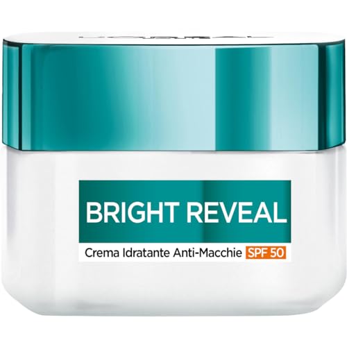 L’Oréal Paris Crema Viso Idratante, Con Spf 50, Per Tutti I Tipi Di Pelle, Pelle Rimpolpata E Uniforme, Macchie Attenuate, Con Niacinamine, Bright Rev