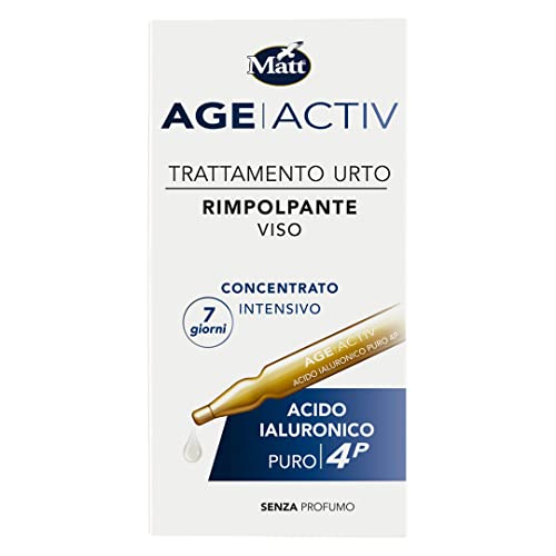Matt, Trattamento Urto Rimpolpante Viso Acido Ialuronico Puro 4P, Idrata E Rende La Pelle Elastica E Luminosa, Applicazione Di 7 Giorni, Confezione Da