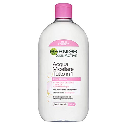 Garnier Acqua Micellare Pelli Sensibili Tutto In 1, Strucca, Deterge E Idrata, Senza Risciacquo, 700 Ml, Confezione Da 1