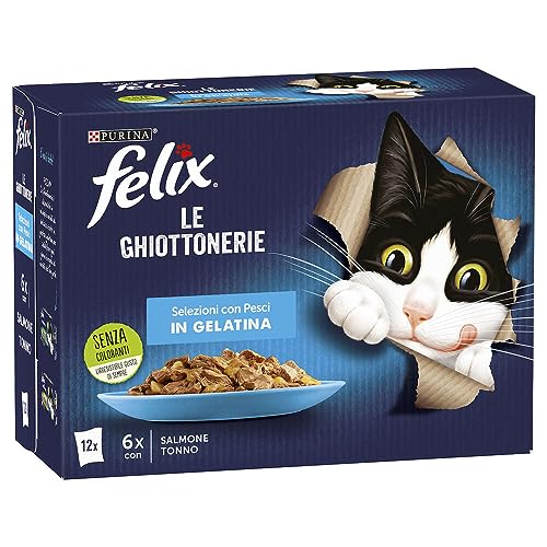 Purina Felix Felix Le Ghiottonerie Cibo Umido Per Gatti Selezioni Con Pesci 12X85G, 1020G