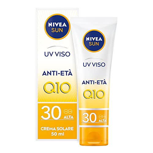 Nivea Sun Uv Viso Anti-Età Fp 30 In Tubetto Da 50 Ml, Crema Viso Antirughe Con Coenzima Q10, Crema Solare Viso 30 Per Uso Giornaliero, Crema Antimacch