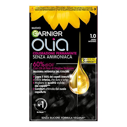 Garnier Olia Midnight Tinta Capelli, Colorazione Permanente Senza Ammoniaca, Copre Il 100% Dei Capelli Bianchi, Con Oli Di Fiore Di Origine Naturale,