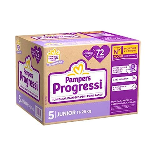 Pampers Progressi Tg 5, Quadripack Junior 11-25 Kg, 72 Pz