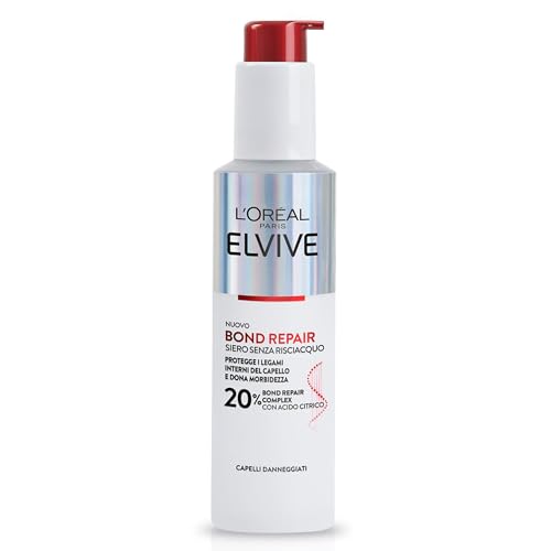 L'Oréal Paris Elvive Bond Repair Siero Senza Risciacquo, Rafforzante, Per Capelli Danneggiati, Protegge I Legami Interni Del Capello, Con Acido Citric