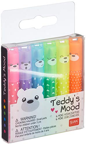 Legami - Set Di 6 Mini Evidenziatori Teddy'S Mood, 6 Pezzi (1 Confezione)