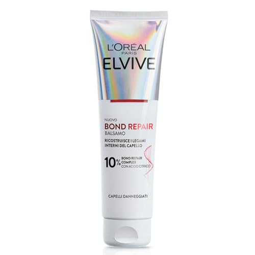 L'Oréal Paris Elvive Bond Repair Balsamo, Rafforzante, Per Capelli Danneggiati, Ricrea I Legami Interni Del Capello, Con Acido Citrico, 150 Ml