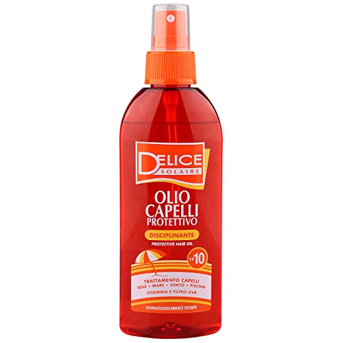 Delice Solaire Olio Solare Spray Capelli Protettivo Spf10 Disciplinante, Vitamina E E Filtro Uv, Protegge I Capelli Dagli Effetti Del Sole, Dermatolog