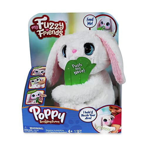 My Fuzzy Friends - Poppy Bunny, Peluche Di Coniglio Bianco Interattivo Con Molte Reazioni, Suono E Movimento, Ideale Per Lo Sviluppo Affettivo Ed Emot