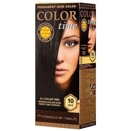 Color Time Tinta Permanente In Gel Colore Nero Nº 10 | Arricchito Con Pappa Reale E Vitamina C | Colore Permanente Dei Capelli | 100 Ml