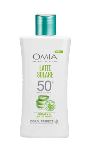Omia - Latte Solare Protettivo Spf50+ Viso E Corpo Con Aloe Vera Del Salento, Protezione Solare Molto Alta, Per Pelli Molto Chiare E Sensibili Al Sole