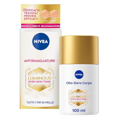 Nivea Luminous630 Olio-Siero Corpo Antismagliature 100 Ml, Olio Corpo Che Riduce La Visibilità Delle Smagliature, Olio Smagliature Per Una Sensazione