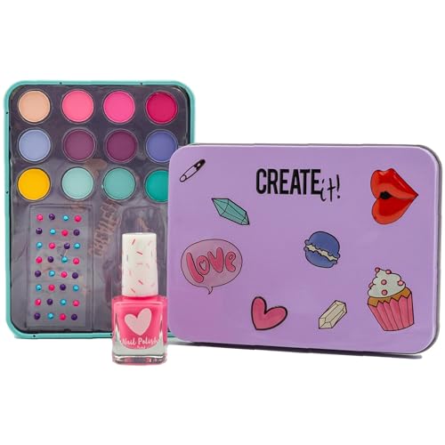 Create It! - 84528B – Ombretto, Nail Charms E Smalto Per Bambini – In Una Scatola Di Metallo