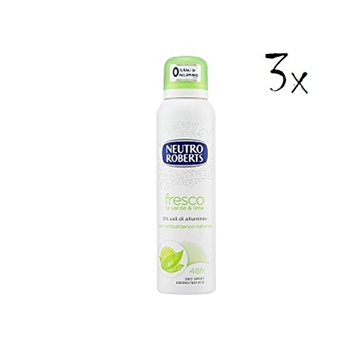 Deodorante Spray Neutro Roberts Fresco Al Tè Verde E Lime, 125 Ml, 3 Pezzi