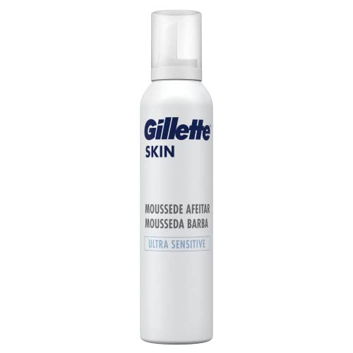 Gillette Mousse Da Barba Da Uomo Skin Ultra Sensitive Con Burro Di Karité E Vitamina E, 240 Ml