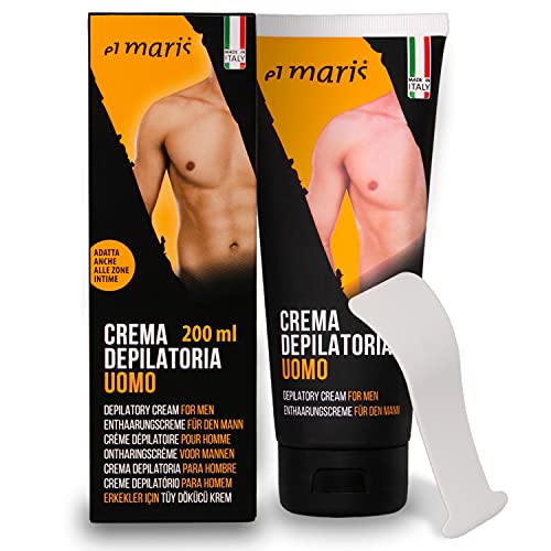 Elmaris - Crema Depilatoria Uomo - Corpo E Zone Intime - 200 Ml - Ultrarapida E Delicata - Per Tutte Le Pelli