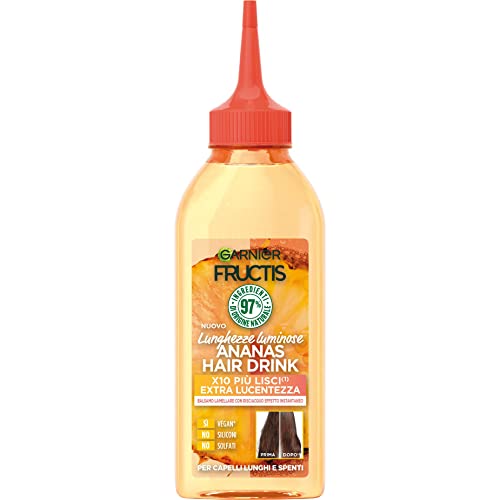 Garnier Fructis Balsamo Lamellare Hair Food Ananas, Per Donare Luminosità A Capelli Lunghi E Spenti, Formula Con 97% Di Ingredienti Di Origine Natural