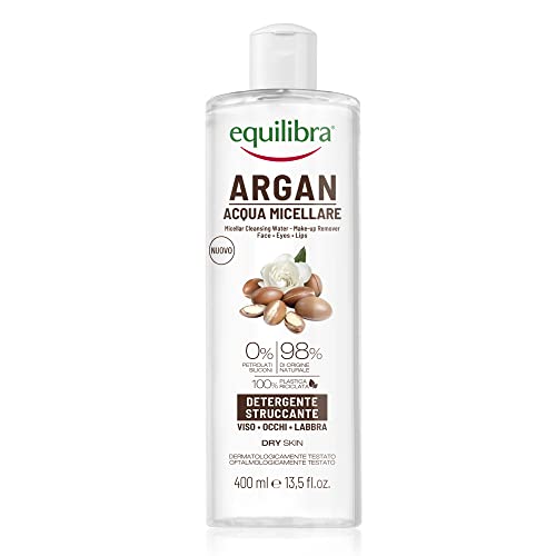 Equilibra Viso, Argan Acqua Micellare, Struccante Viso E Occhi A Base Di Acido Ialuronico E Tensioattivi Di Origine Vegetale, Deterge E Strucca Con De