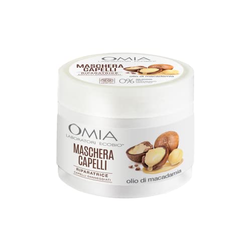 Omia, Maschera Per Capelli Eco Bio Con Olio Di Macadamia, Trattamento Ristrutturante Per Capelli Stressati E Spenti, Maschera Per Lavaggi Frequenti, S
