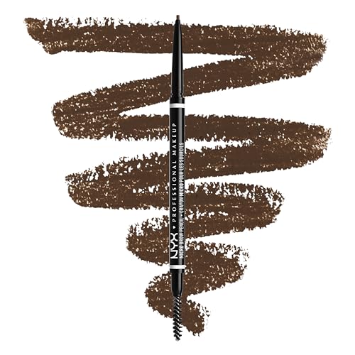 Nyx Professional Makeup Matita Sopracciglia, Micro Brow Pencil, Due Lati Con Matita Automatica E Scovolino, Tonalità: Brunette