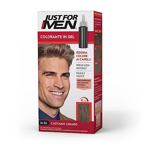 Just For Men Colorante In Gel, Tinta Capelli Uomo, Colore Castano Chiaro, Copre I Capelli Bianchi E Grigi, Look Naturale - H25