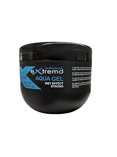 Intercosmetics Extremo - Aqua Gel Wet Per Capelli Effetto Extra Forte, Non Lascia Residui, Azione Modellante, Vaso Da 500 Ml