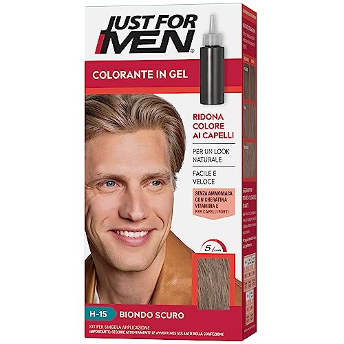 Just For Men Colorante In Gel, Tinta Capelli Uomo, Colore Biondo Scuro, Copre I Capelli Bianchi E Grigi, Look Naturale - H15
