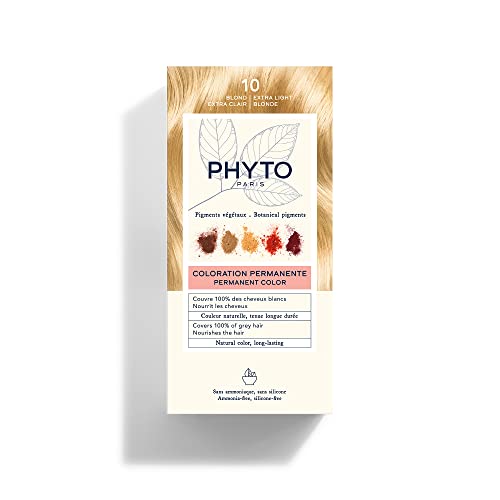 Phyto Color Kit 10 Biondo Chiarissimo Extra Colorazione Permanente Senza Ammoniaca, 100% Copertura Capelli Bianchi