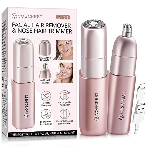 Epilatore Viso Donna - Epilatore Peli Naso Donna Ricaricabile: 2 In 1 Trimmer Per Naso E Rasoi Per Il Viso Per Donne, Dispositivo Di Rimozione Dei Pel