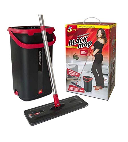 Rotomop Black Mop Lavapavimenti Lava E Asciuga Super Microfibra Panno A Frangia Piatta Novita