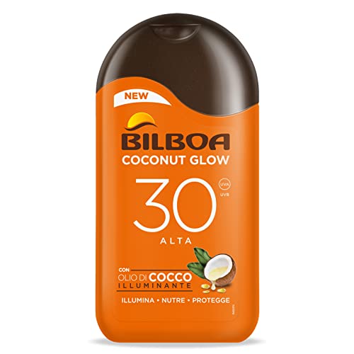 Bilboa Coconut Glow Latte Solare Con Protezione Spf 30, Con Olio Di Cocco Illuminante E Vitamina E, Abbronzatura Luminosa, Protezione Resistente All'A