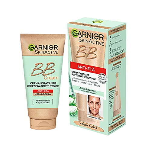 Garnier Bb Cream Anti-Età Skinactive, Per Pelle Uniforme E Rughette Ridotte, Look Naturale, Arricchita Con Acido Ialuronico, Aloe Vera E Pigmenti Mine