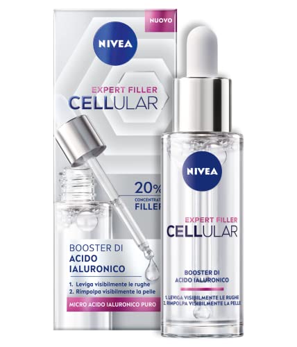 Nivea Cellular Expert Filler Booster Di Acido Ialuronico 30Ml, Siero Viso Acido Ialuronico Rassodante, Siero Viso Antirughe Con Filler Acido Ialuronic