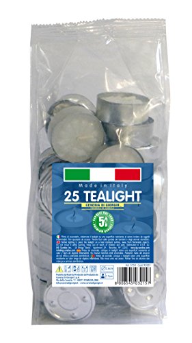 Cereria Di Giorgio Risthò Tealight Con Cup, Cera, Bianco, 25 Pezzi