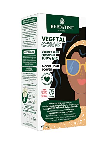 Herbatint Vegetal Color – Colorazione Vegetale 100% Naturale E Bio Moon Light Power – Nero 100 Gr