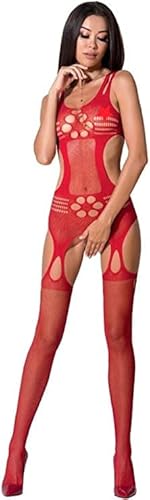 Passion Woman Bs066 Bodystocking Rojo Talla Unica
