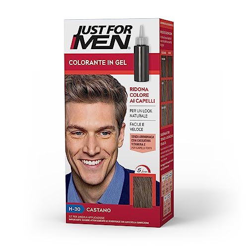 Just For Men Colorante In Gel, Tinta Capelli Uomo, Colore Castano, Copre I Capelli Bianchi E Grigi, Look Naturale - H30