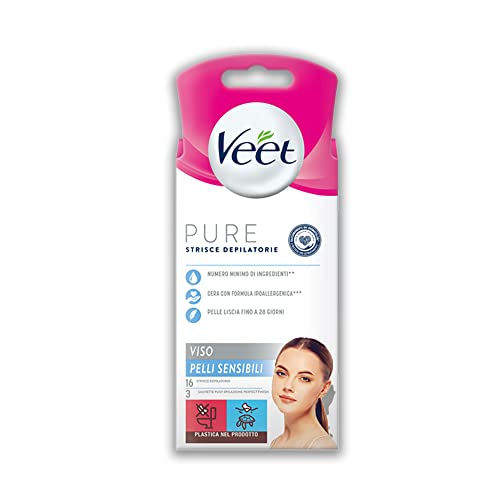 Veet Pure Strisce Depilatorie Viso, Ipoallergeniche, 16 Strisce ( 8X2 Pezzi )