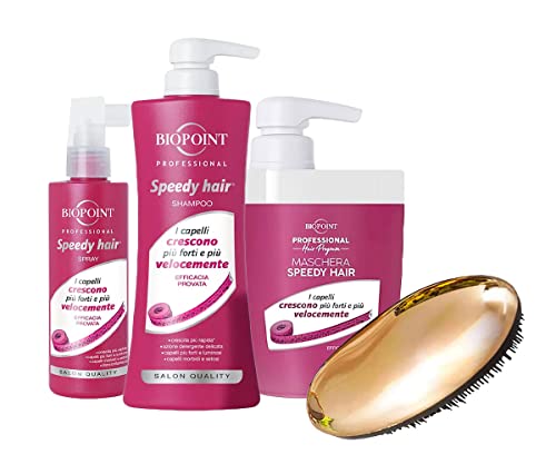 Ad Trend Biopoint - Set Speedy Hair: Shampoo 400 Ml - Maschera 300 Ml- Spray 200 Ml - Spazzola Scioglinodi