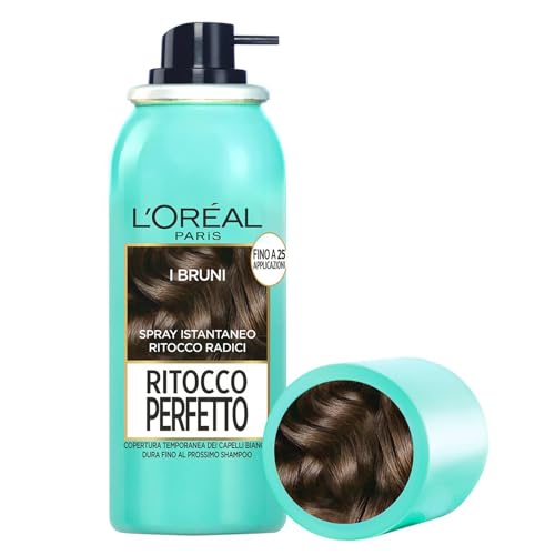 L'Oréal Paris Spray Ritocco Perfetto, Spray Istantaneo Per Radici E Capelli Bianchi, Durata Fino A 1 Shampoo, Colore: Bruno, 75 Ml